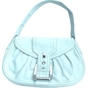 CELINE w/ COA - RARE Light Blue Color Leather Shoulder Bag Hobo Purse